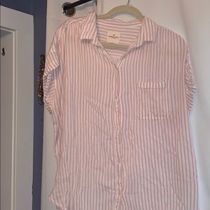 pink & white striped button up shirt